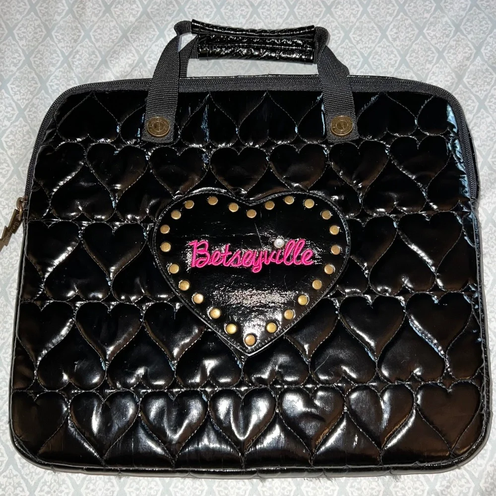 Betsey Johnson Betseyville Black Pleather Laptop Bag - Fits 15